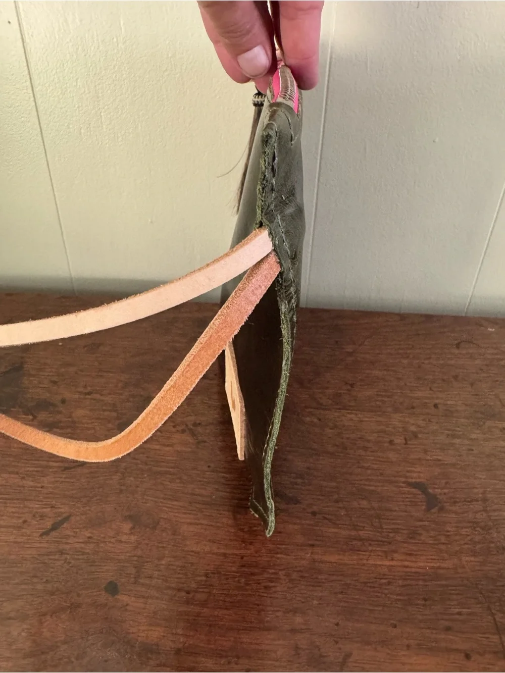 Meanwhile Back On The Farm green Leather Wristlet